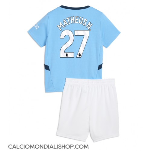 Maglie da calcio Manchester City Matheus Nunes #27 Prima Maglia Bambino 2024-25 Manica Corta (+ Pantaloni corti)